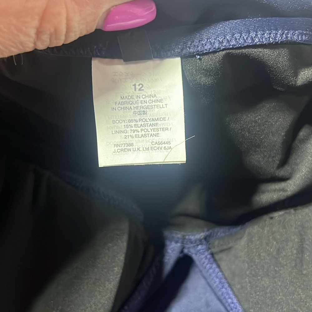 J crew one piece swimsuit navy blue size 12 flattering fit halter top - Picture 3 of 5